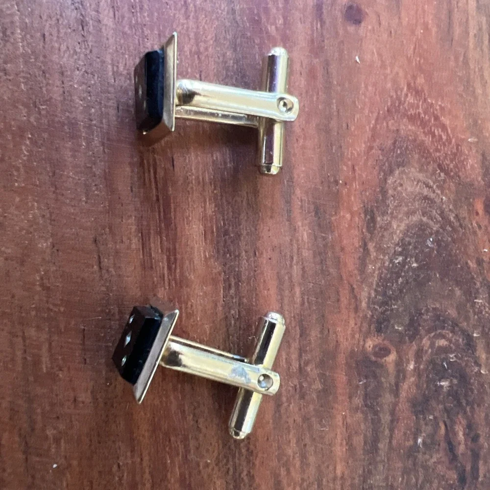 Vintage Cufflinks Jewelry Gold Tone And Black